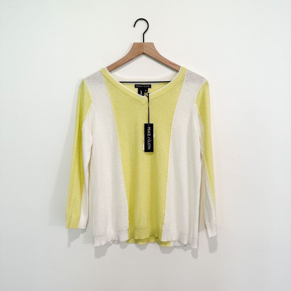 Anthropologie Peace of Cloth Colorblock Lightweight V Neck Sweater NWT Fall Boho